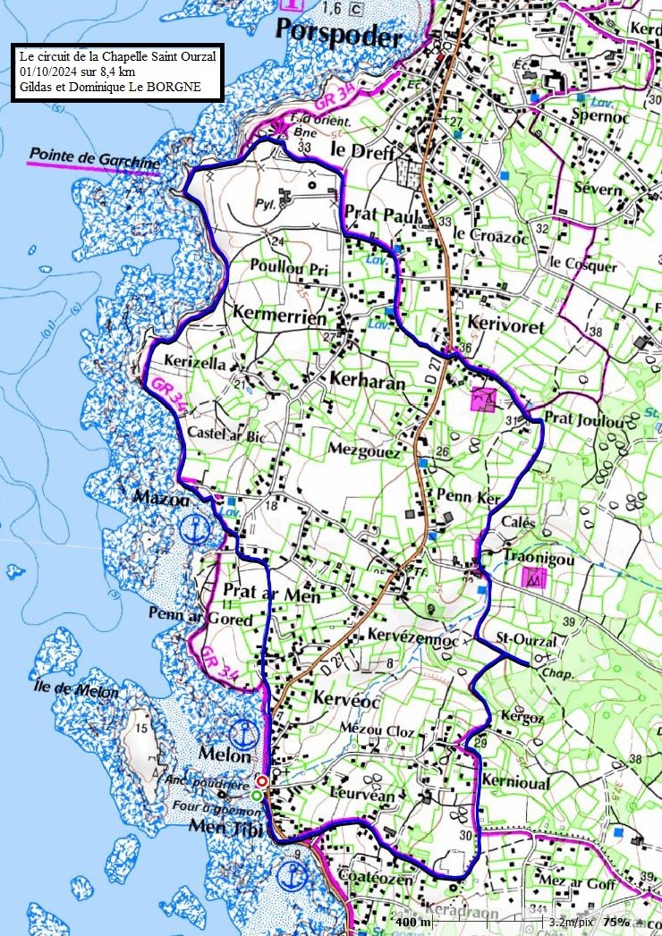 Le circuit de la chapelle Saint-Ourzal avec Gildas et Dominique (17 randonneurs)