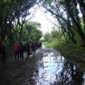 Nous suivons une rivière et l'ancienne ligne de chemin de fer